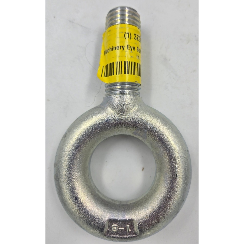 Grainger 3ZGR7 Machinery Eye Bolt Shank D 1 in Zinc Plated Steel Made in USA
